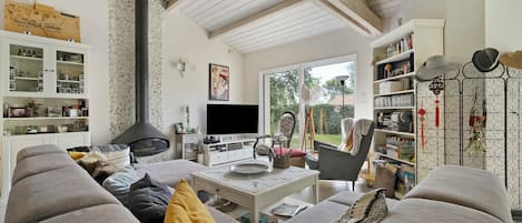 TV, fireplace