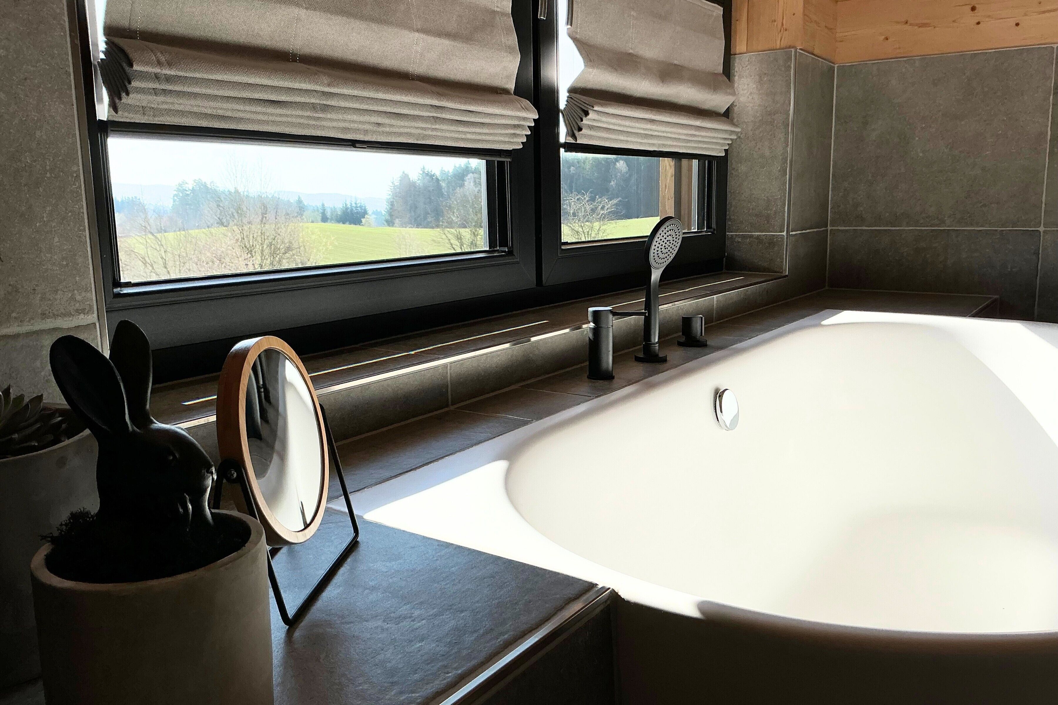 Shower, free toiletries, hair dryer, bathrobes