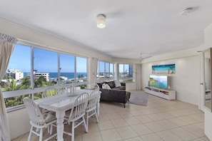 Living area - Oceanview Caloundra Apartment w/ Private Rooftop (Sunshine Coast)