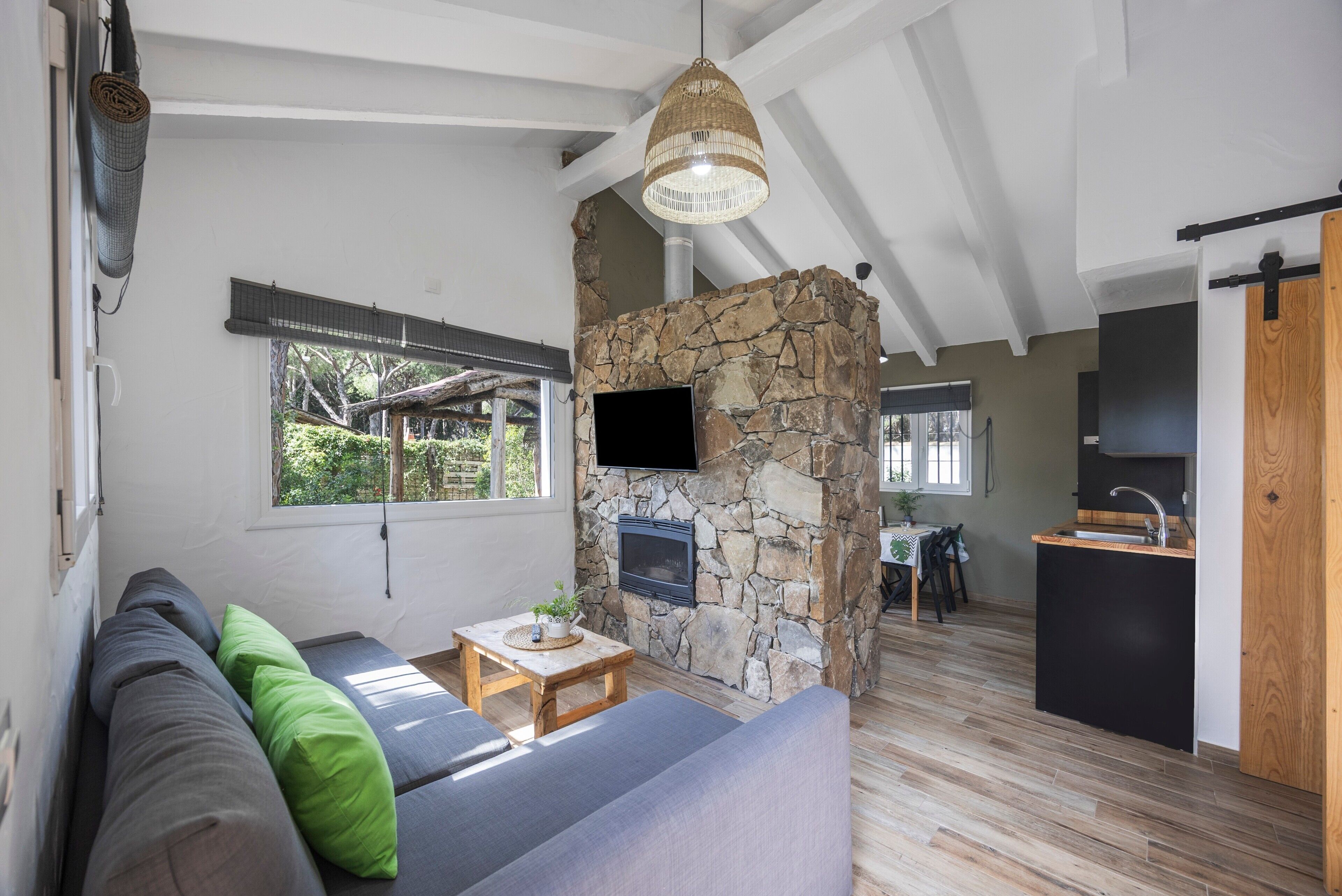 TV, fireplace