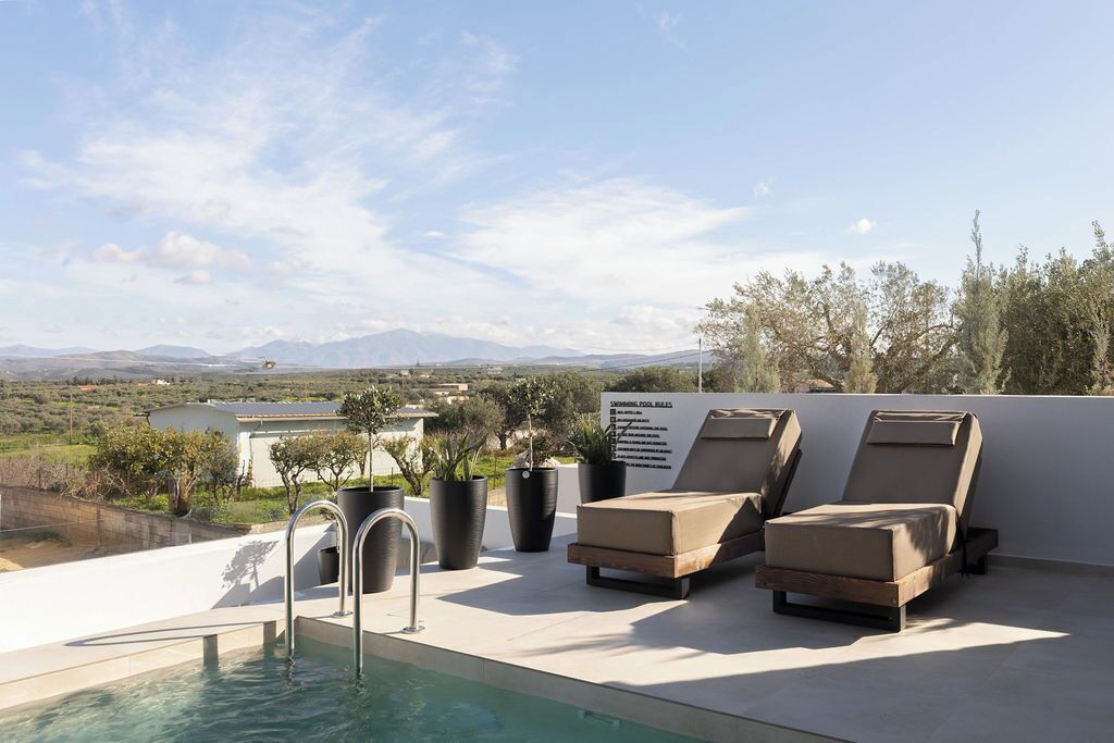 Familienvilla, 2 Schlafzimmer, eigener Pool, Meerblick | Terrasse/Patio