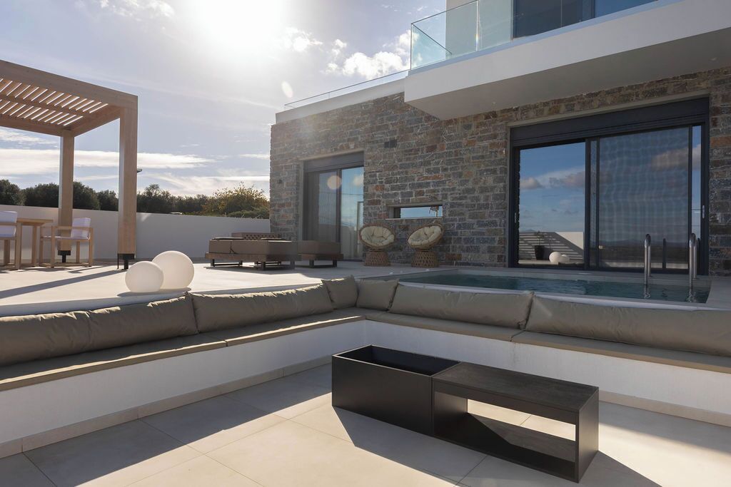 Family Villa, 2 Bedrooms, Private Pool, Sea View | Terrace/patio