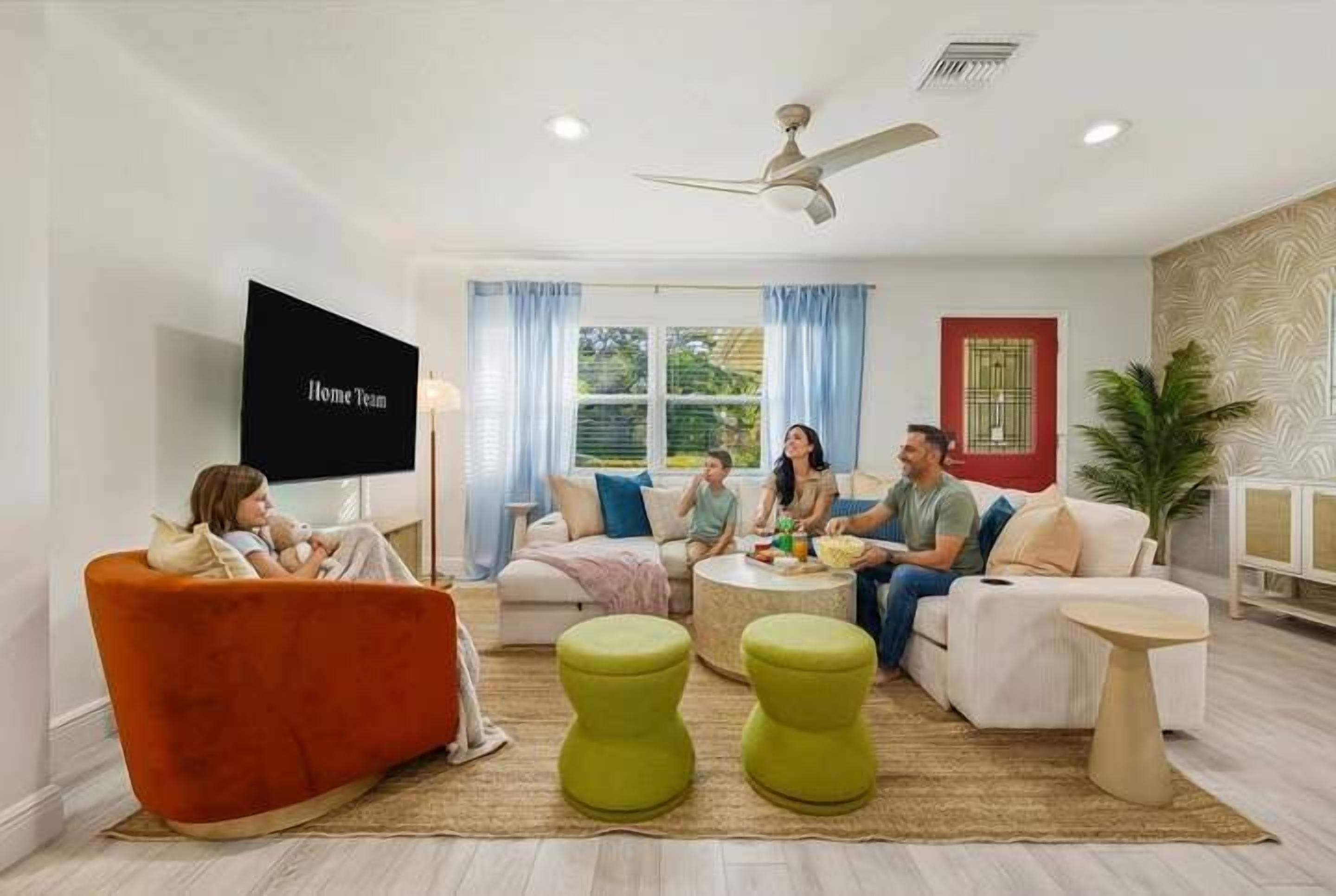 Movie nights? Game nights? Wine nights? This living room is your go-to hub for all of the above—and probably a few dance-offs, too.
