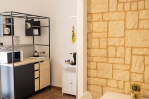 Deluxe-Apartment, 2 Schlafzimmer, Kochnische, Stadtblick | Eigene Küche