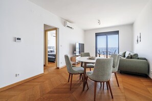 Luxury Apartment, Balcony, Sea View | Living area | Flat-screen TV - The View - Apartment with pool (Sveti Stefan)