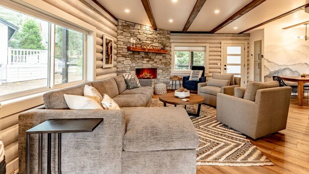 TV, fireplace - Golf Course Escape~Hot Tub~Games~Mins to Bear Mtn (Big Bear Lake)
