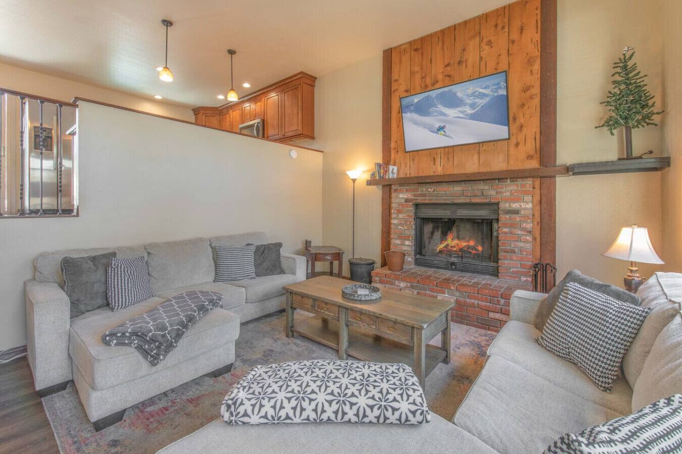 TV, fireplace