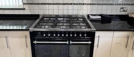 Full-size fridge, microwave, oven, stovetop