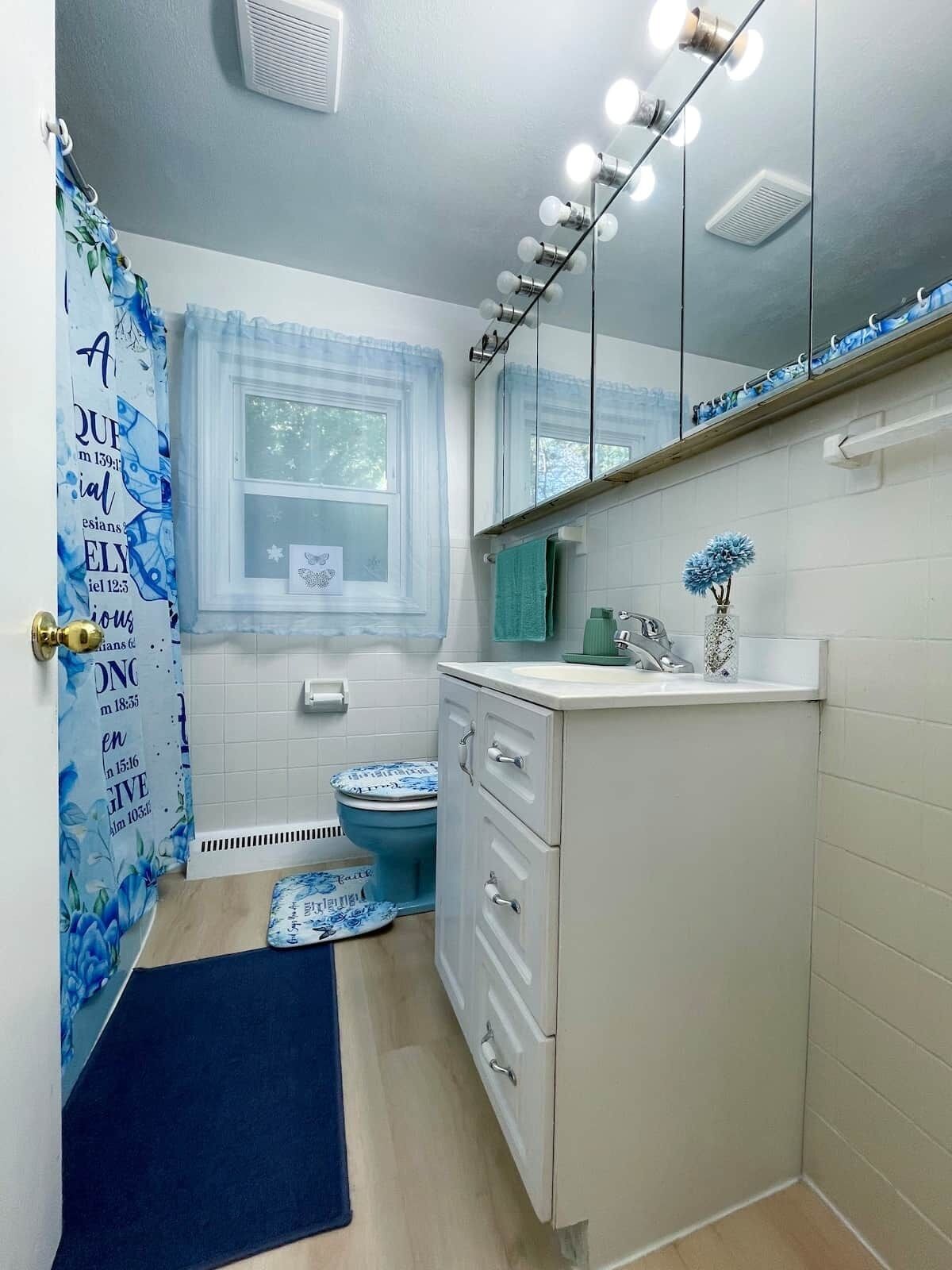 Hair dryer, soap, toilet paper
