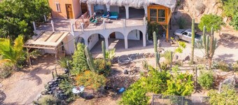 Unique villa 400 m from secluded beach with panoramic views, reached by 4x4
