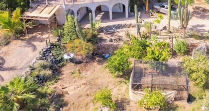 Unique villa 400 m from secluded beach with panoramic views, reached by 4x4