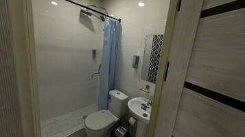 Comfort Double or Twin Room | Bathroom | Shower, hair dryer, towels, soap