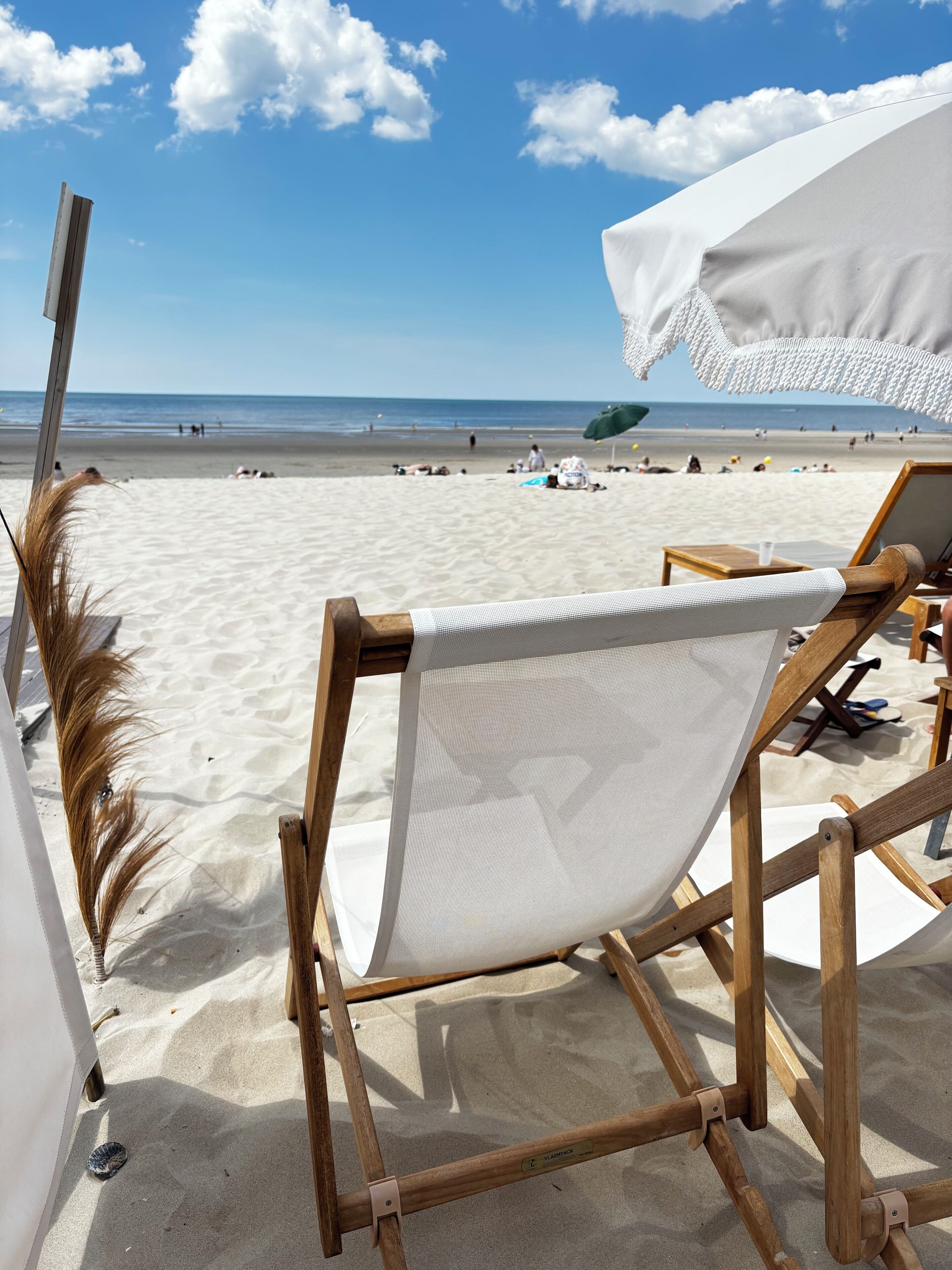 On the beach, sun loungers