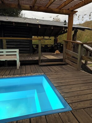 Terrace/patio - Mountain cabin, natural environment, Huequecura river tourist attractions (Santa barbara)