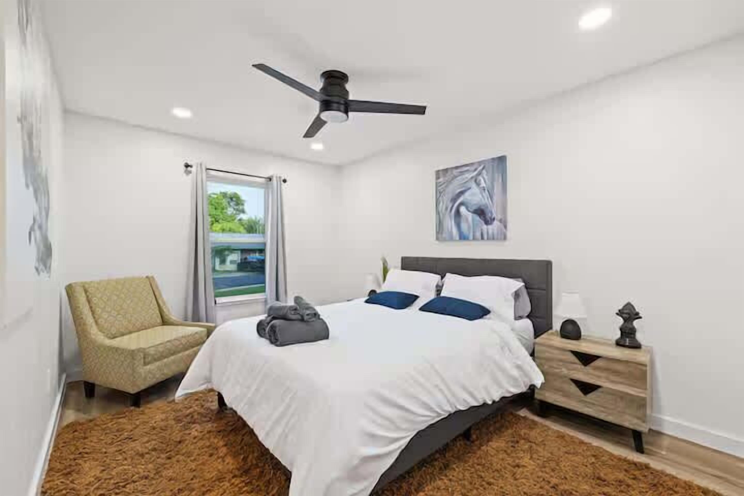 4 bedrooms, iron/ironing board, travel cot, WiFi