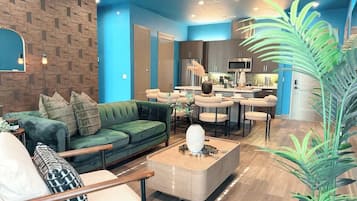 TV, fireplace, offices