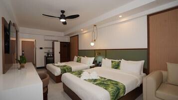In-room safe, desk, laptop workspace, blackout drapes