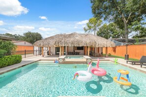 Outdoor pool - Private Resort-Style Pool, Tiki Cabana Paradise • 3BR/2BA • Near NRG Stadium (Houston)