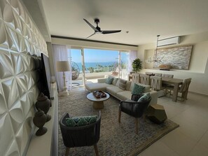 Living area - Marival Luxury 4BR-4BTh Ocean View Condo w/ Rooftop & Private Pool & BBQ Area (Nuevo Vallarta)