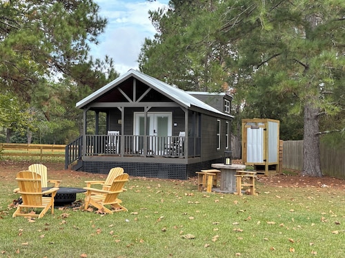 Scrooge:  Cozy tiny cabin on Christmas Tree Farm in South Georgia.