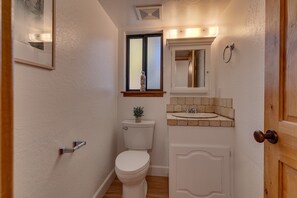 Shower, hair dryer, towels - Charming Tahoe Retreat with Warm Wood Beams and Outdoor Seating | Twin Peaks One (Incline Village)