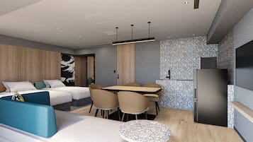 Deluxe Family Room, Non Smoking | Hypo-allergenic bedding, down duvets, in-room safe, blackout curtains