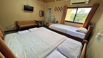 Desk, free WiFi, bed sheets