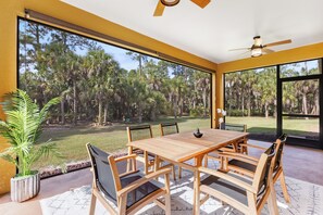 Outdoor dining - Private East Naples Retreat • Gated Drive • Screened Lanai • Peaceful Setting (Naples)