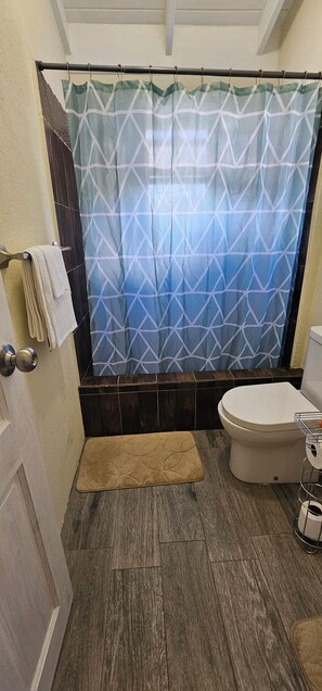 Shower, hair dryer, towels, soap - Cozy 4-bedroom bungalow in Brevitor, St. Peter, where you can live like a local. (Mile and A Quarter)