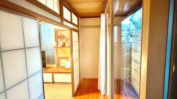 Hair dryer, bidet, towels, soap