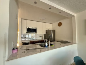 Private kitchen - Spacious, bright, and airy oceanfront 3-bedroom apartment in serene Luquillo (Luquillo)