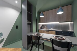 Junior Suite, Balcony, City View | Private kitchen | Mini-fridge, espresso maker, coffee/tea maker, electric kettle - Corto Maltese Boutique (Athens)