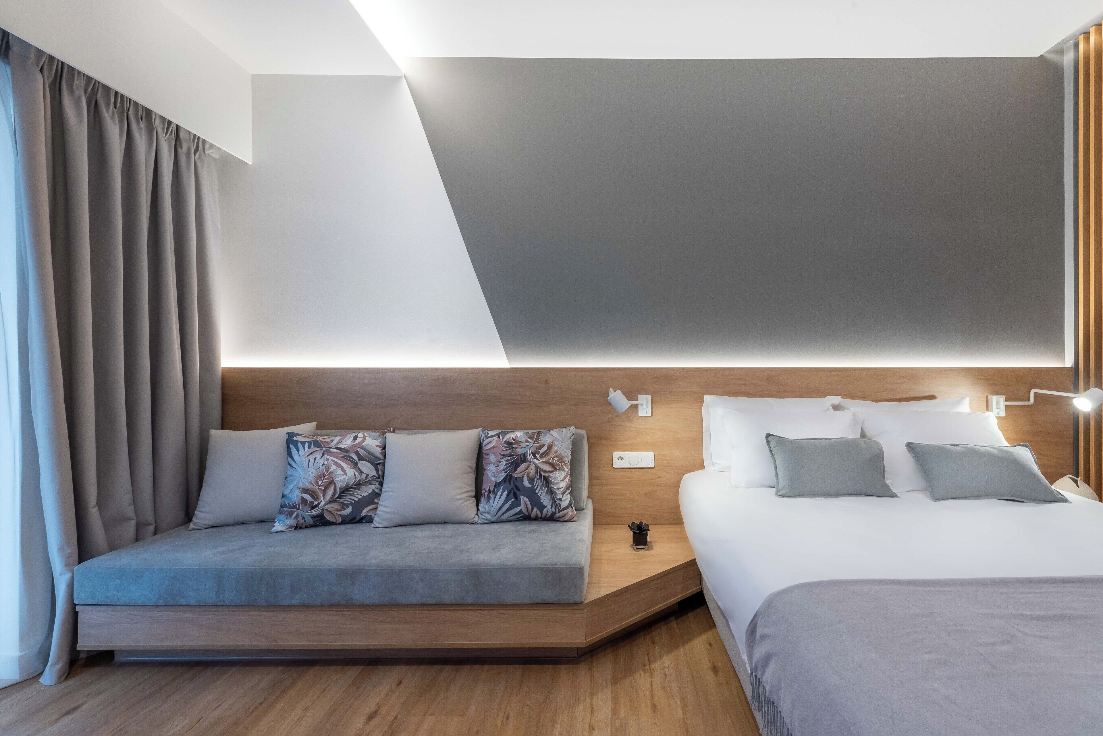 Sábanas de algodón egipcio, ropa de cama de alta calidad y minibar 