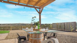 Outdoor dining - Covered Pavilion + BBQ | Paso Hillside + Vineyards View | Bombay Chardonnay (Paso Robles)