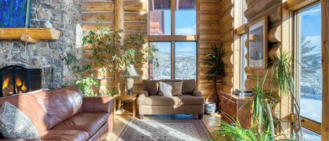 Älytelevisio, takka, pöytäjalkapallopöytä, työhuone