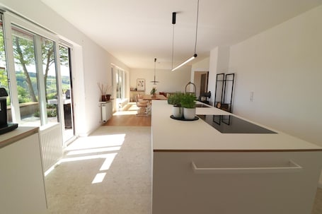 Dining. Holiday Home 'Talblick9 - Das Architektenhaus' with Private Terrace, Private Garden and Wi-Fi
