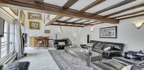 Smart TV, DVD player, books, stereo - A 135m² Rare Super Luxury Gem Near Louvre – Private 35m² Terrace (Paris)