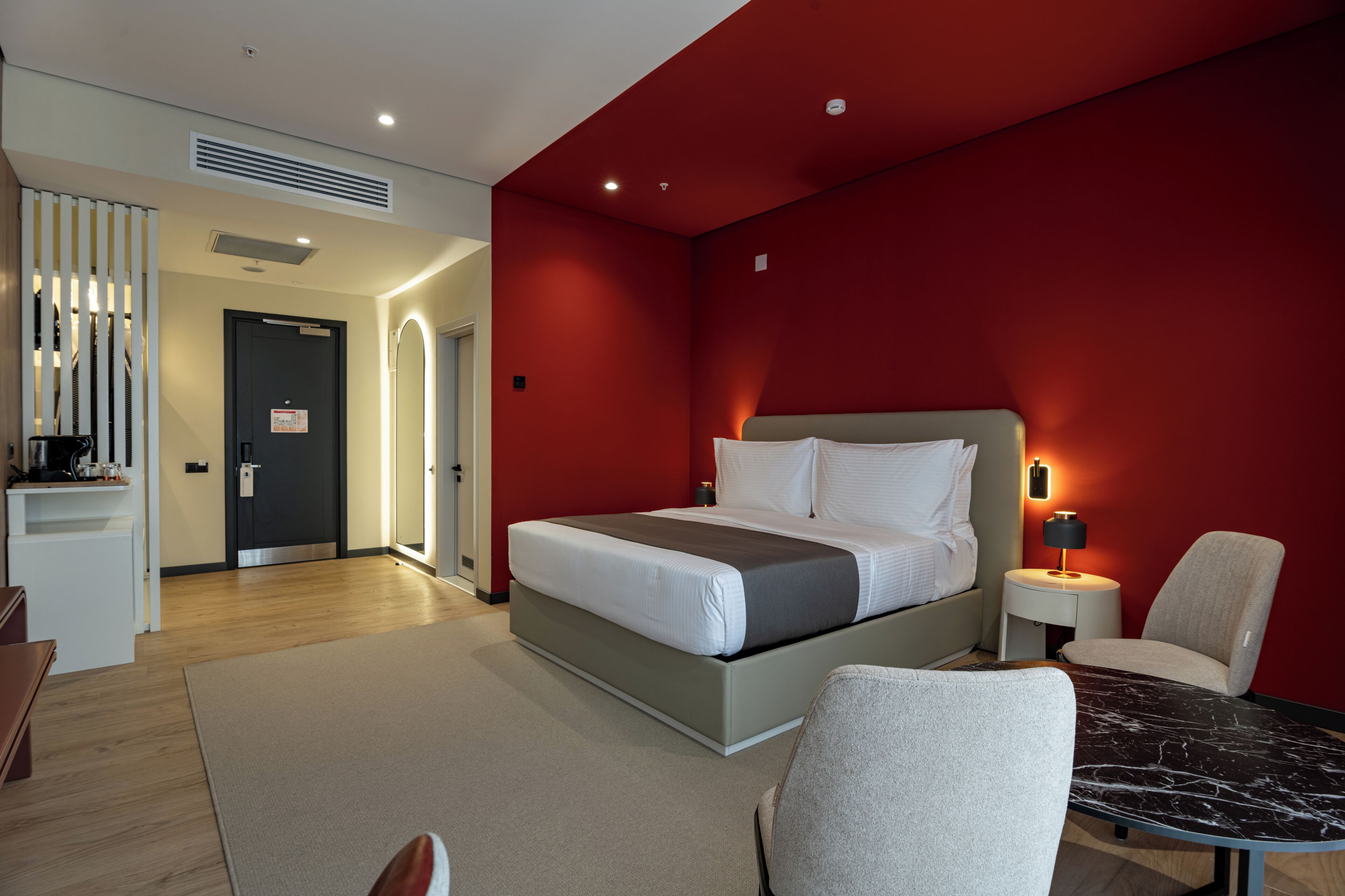 Premium bedding, memory foam beds, minibar, in-room safe