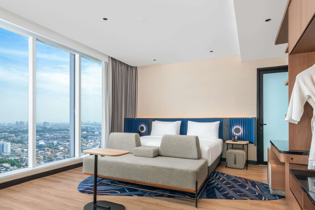 Suite presidencial, 1 cama de matrimonio grande | Ropa de cama de alta calidad y caja fuerte
