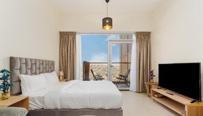 Comfort studio, 1 queensize bed, uitzicht op stad | Gratis wifi