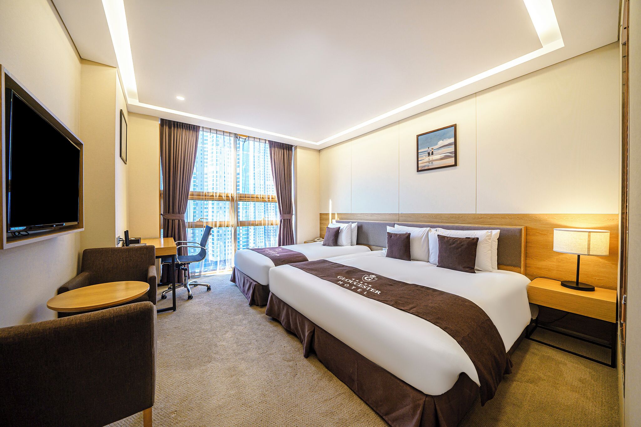 Kamar Twin Keluarga | Brankas, tirai kedap cahaya, dan Wi-Fi gratis