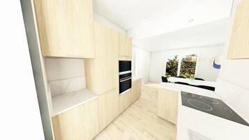 Kühlschrank, Mikrowelle, Ofen, Herdplatte