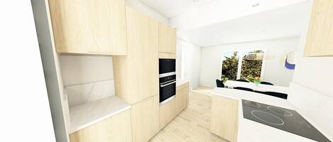 Réfrigérateur, micro-ondes, four, plaque de cuisson