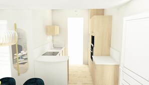 Fridge, microwave, oven, stovetop - Holiday Home "Peaceful Villa" with Private Terrace, Wi-Fi and Air Conditioning (Mimizan)