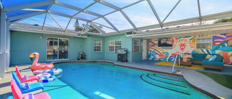 Indoor pool, a heated pool