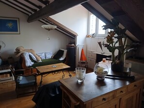 Living area - Bright, through-roof apartment in the heart of the 6th arrondissement, with GARAGE! (Lyon)