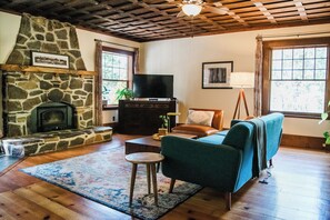 Smart TV, DVD player, books, video library