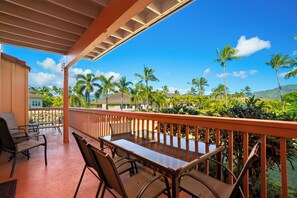Outdoor dining - Summer Deal Poipu 2BR Retreat with Resort Pool and Beach Access (Koloa)
