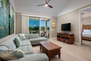 Condo, Multiple Beds, Lanai, Golf View (Fairway Villas Waikoloa G32) | Living area - Tropical Top-floor Getaway - Fairway Villas G32 w/ Loft & Views (Waikoloa)