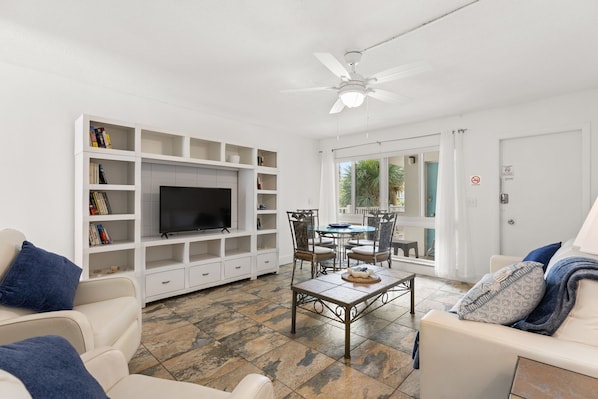 Comfort Condo, Pool View | Living area | 42-inch Smart TV with cable channels - Pompano 3225 20A (Pompano Beach)